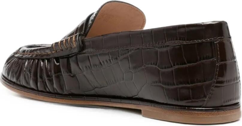 Stuart Weitzman Spencer leren loafers met krokodillen-effect Bruin - Foto 2
