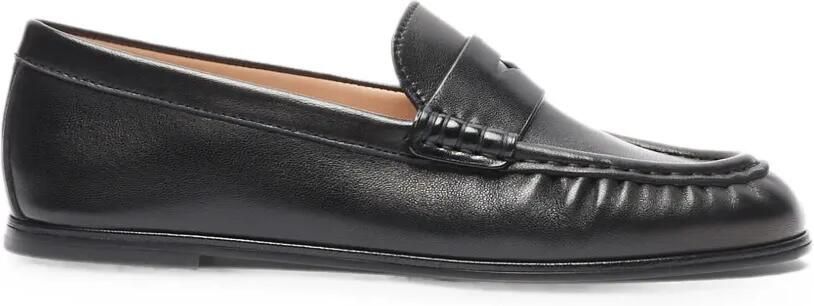 Stuart Weitzman Spencer leren loafers met ruches Zwart