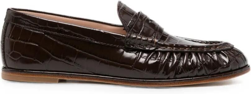 Stuart Weitzman Spencer loafers met krokodillen-reliëf Bruin
