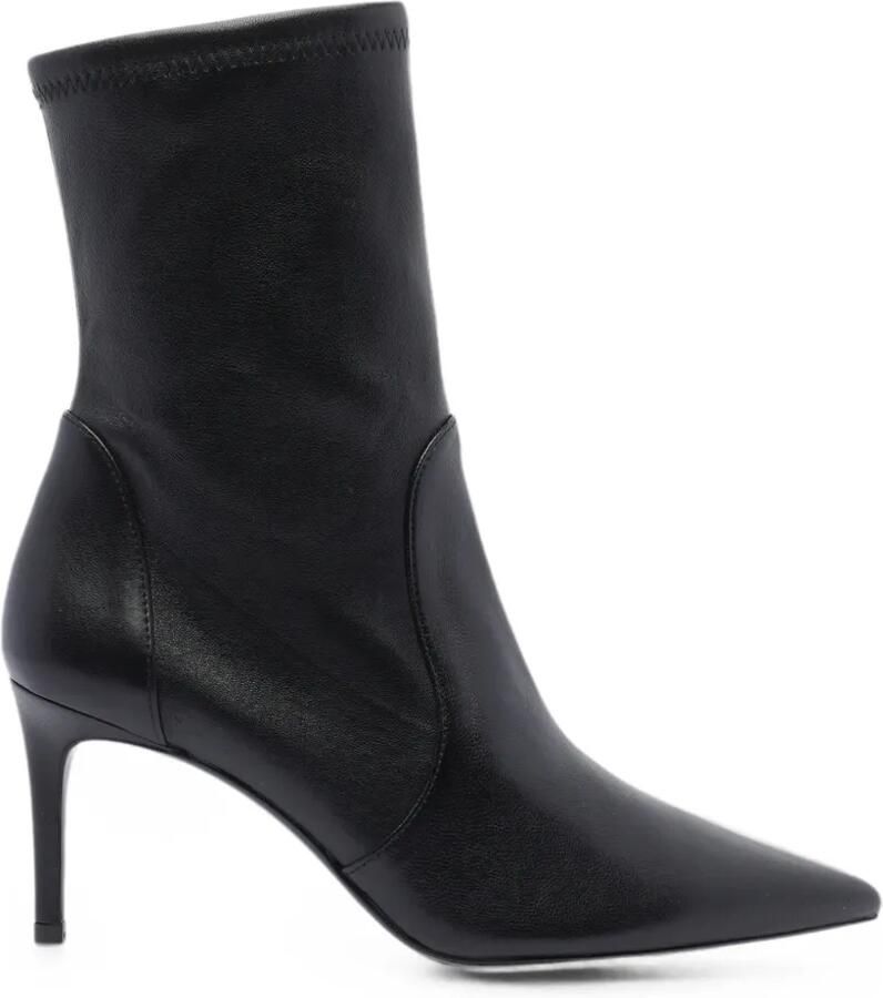 Stuart Weitzman Power Bootie leren enkellaarzen met puntige neus Zwart