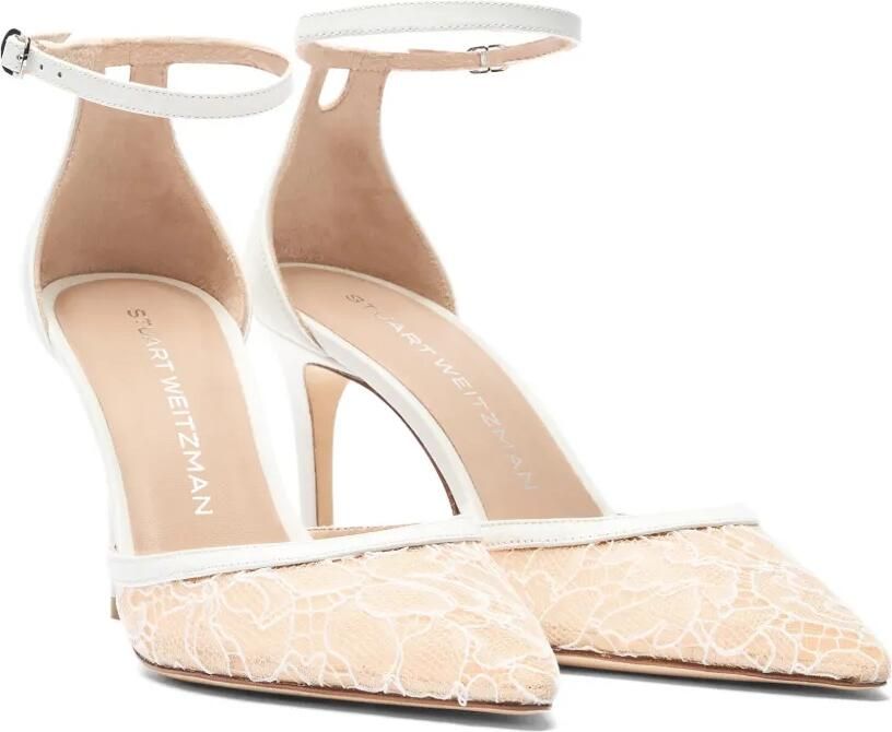 Stuart Weitzman Stuart Power Strap 85 pumps met kanten mesh Wit - Foto 2