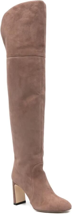 Stuart Weitzman Suède knielaarzen Beige