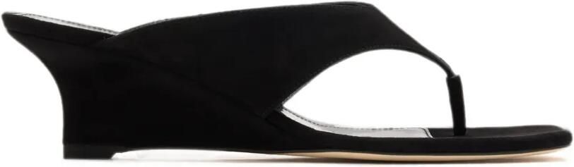 Stuart Weitzman Suède teenslippers met sleehak Zwart