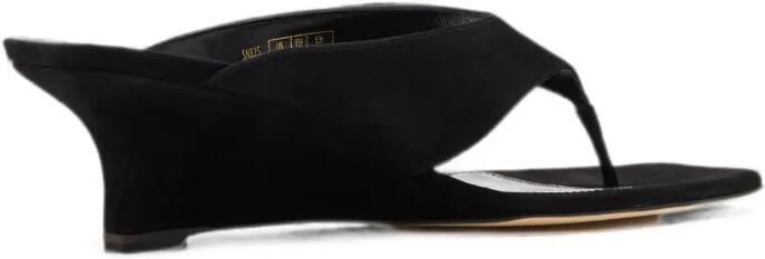 Stuart Weitzman Suède teenslippers met sleehak Zwart - Foto 3