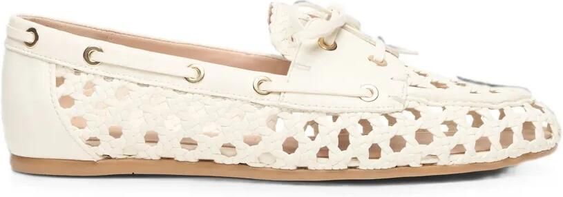 Stuart Weitzman Tinsley geweven leren bootschoenen Beige
