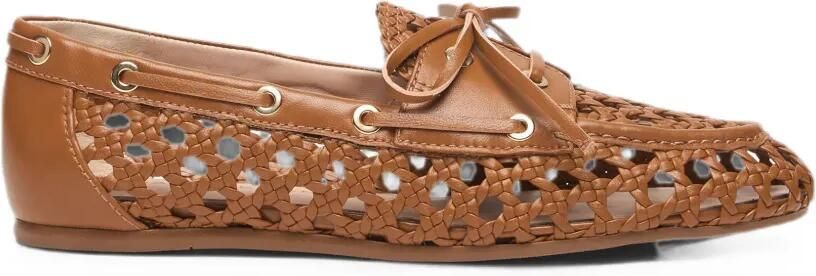 Stuart Weitzman Tinsley geweven leren loafers Bruin