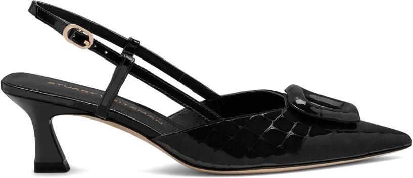 Stuart Weitzman Very Vinnie leren pumps met krokodillen-reliëf Zwart