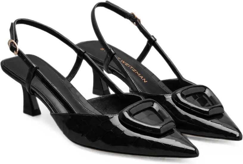 Stuart Weitzman Very Vinnie leren pumps met krokodillen-reliëf Zwart - Foto 3