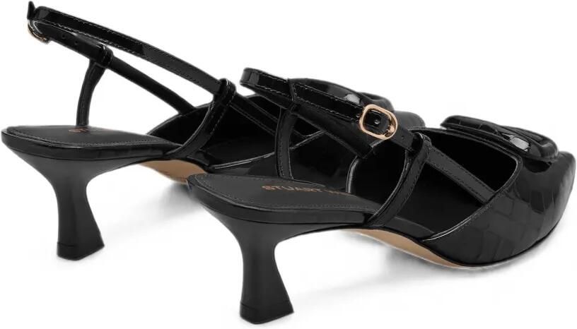 Stuart Weitzman Very Vinnie leren pumps met krokodillen-reliëf Zwart - Foto 4