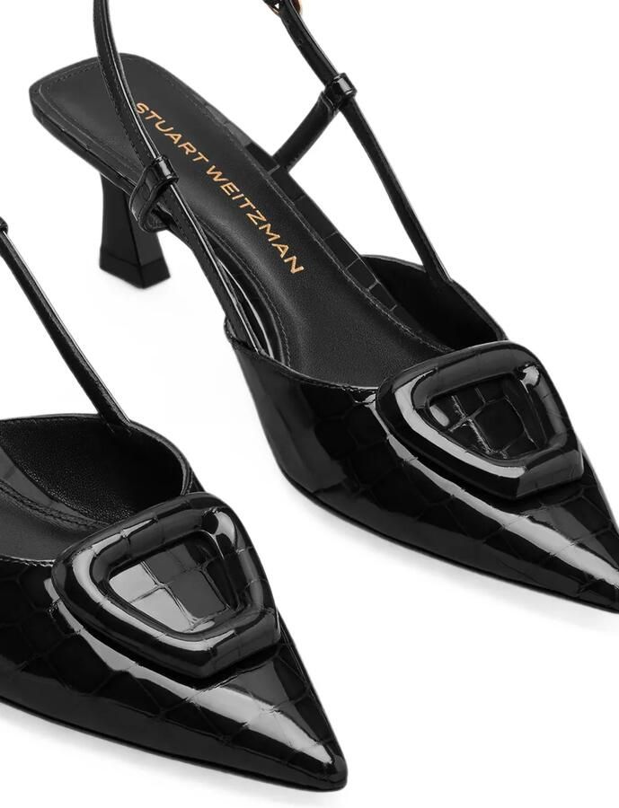 Stuart Weitzman Very Vinnie leren pumps met krokodillen-reliëf Zwart - Foto 2