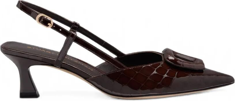 Stuart Weitzman Very Vinnie pumps met krokodillen-reliëf Bruin