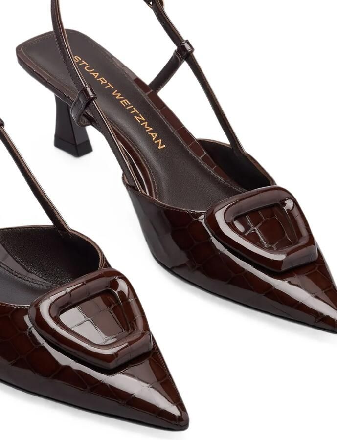 Stuart Weitzman Very Vinnie pumps met krokodillen-reliëf Bruin - Foto 2