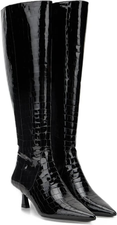 Stuart Weitzman Vinnie croc-embossed leather knee-high boots Zwart - Foto 4