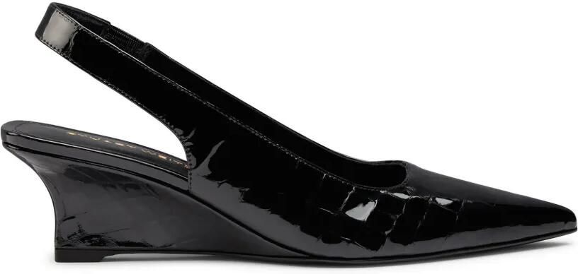 Stuart Weitzman Vinnie leren slingback pumps met krokodillen-reliëf Zwart