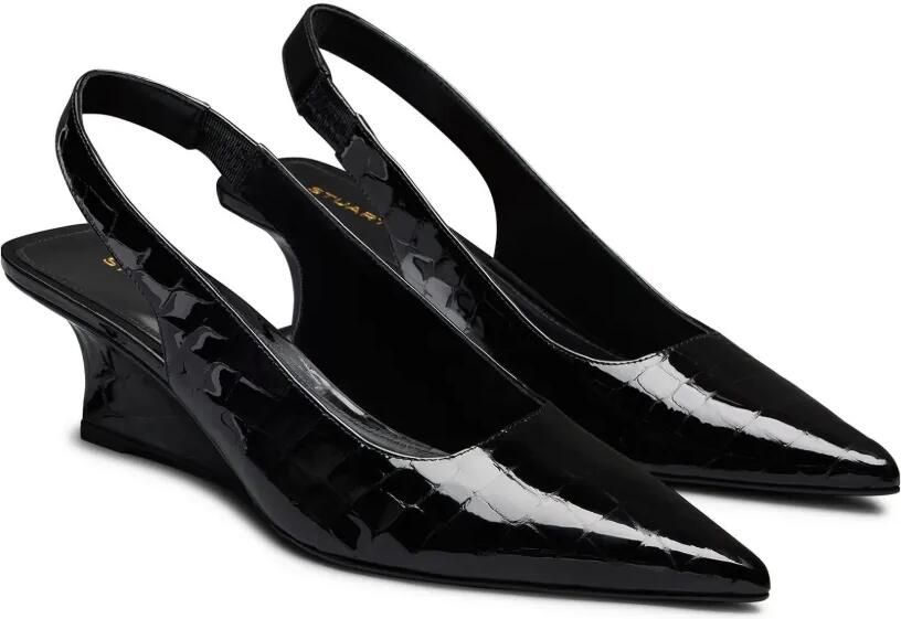 Stuart Weitzman Vinnie leren slingback pumps met krokodillen-reliëf Zwart - Foto 3