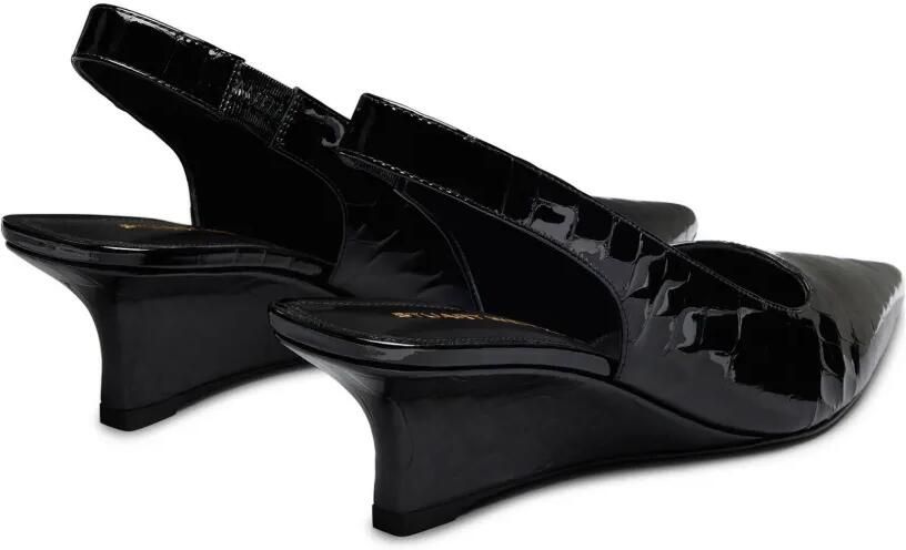 Stuart Weitzman Vinnie leren slingback pumps met krokodillen-reliëf Zwart - Foto 4