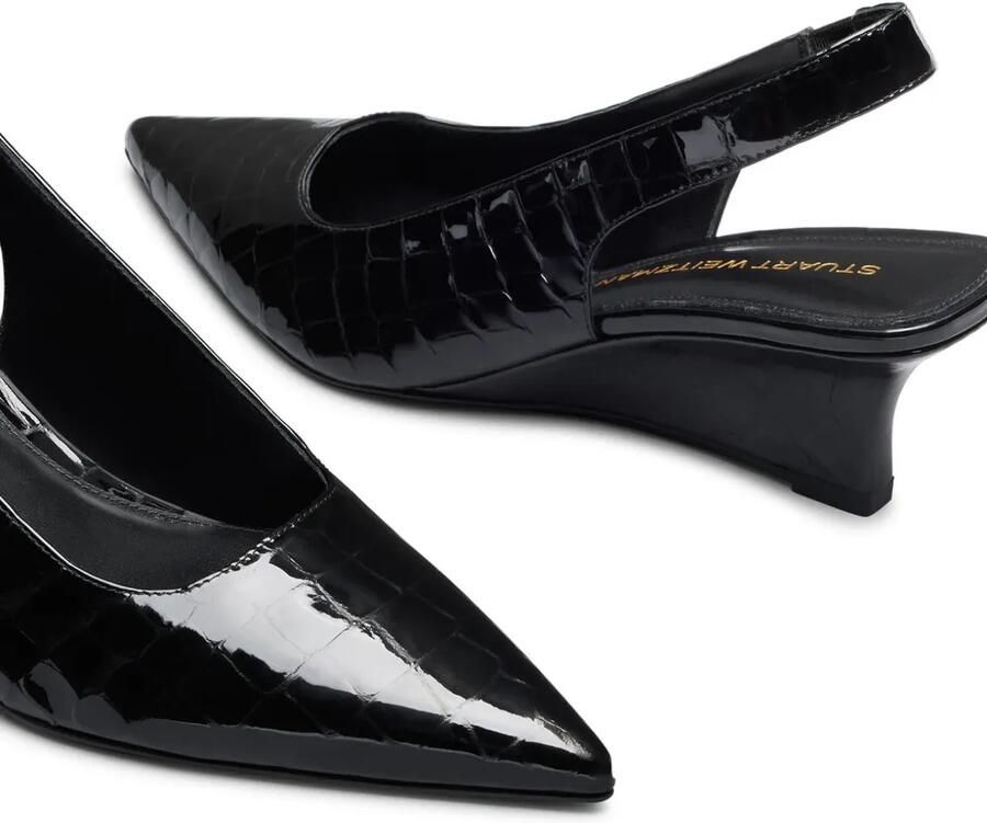 Stuart Weitzman Vinnie leren slingback pumps met krokodillen-reliëf Zwart - Foto 2