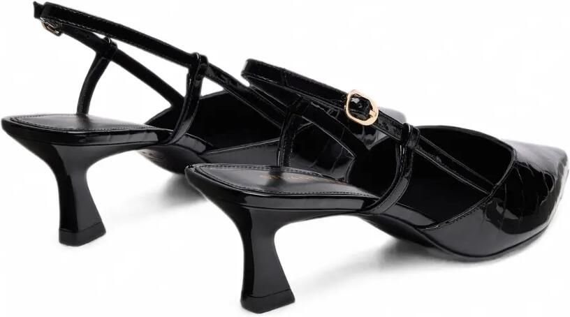 Stuart Weitzman Vinnie leren pumps met reptielreliëf Zwart - Foto 4
