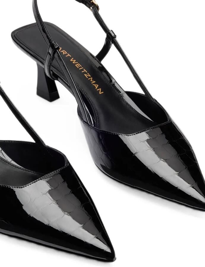 Stuart Weitzman Vinnie leren pumps met reptielreliëf Zwart - Foto 2