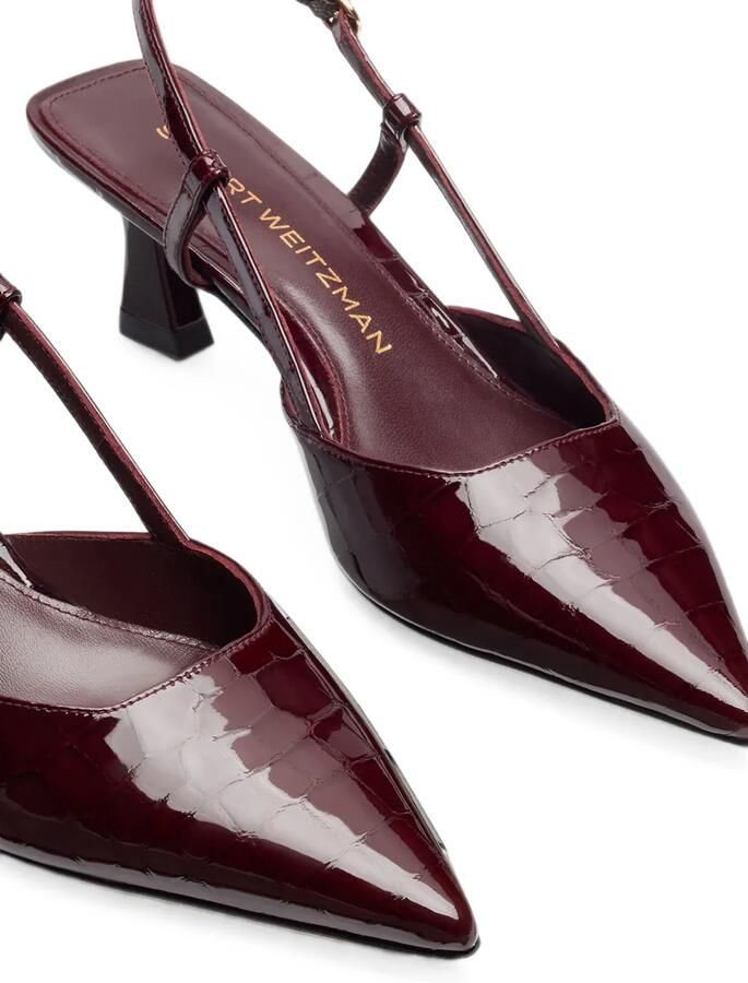 Stuart Weitzman Vinnie slingback pumps met reptieleffect Rood - Foto 2