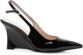 Stuart Weitzman Vinnie slingback pumps met sleehak Zwart - Zwart