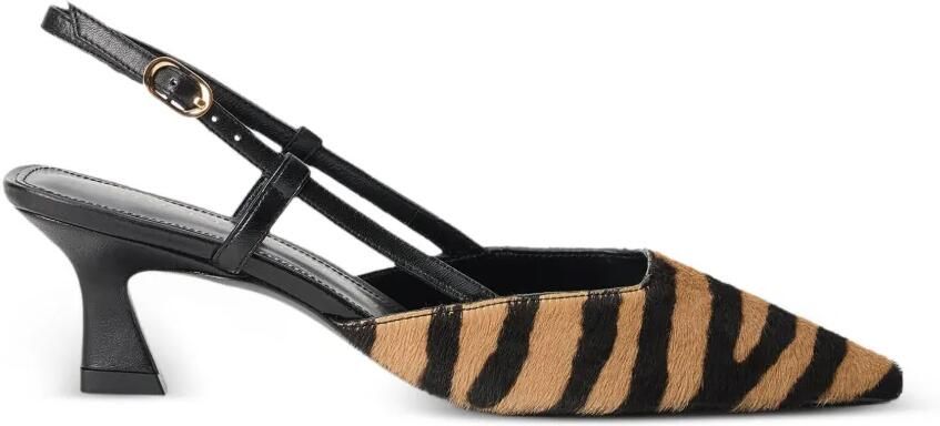 Stuart Weitzman Vinnie slingback pumps met zebraprint Bruin