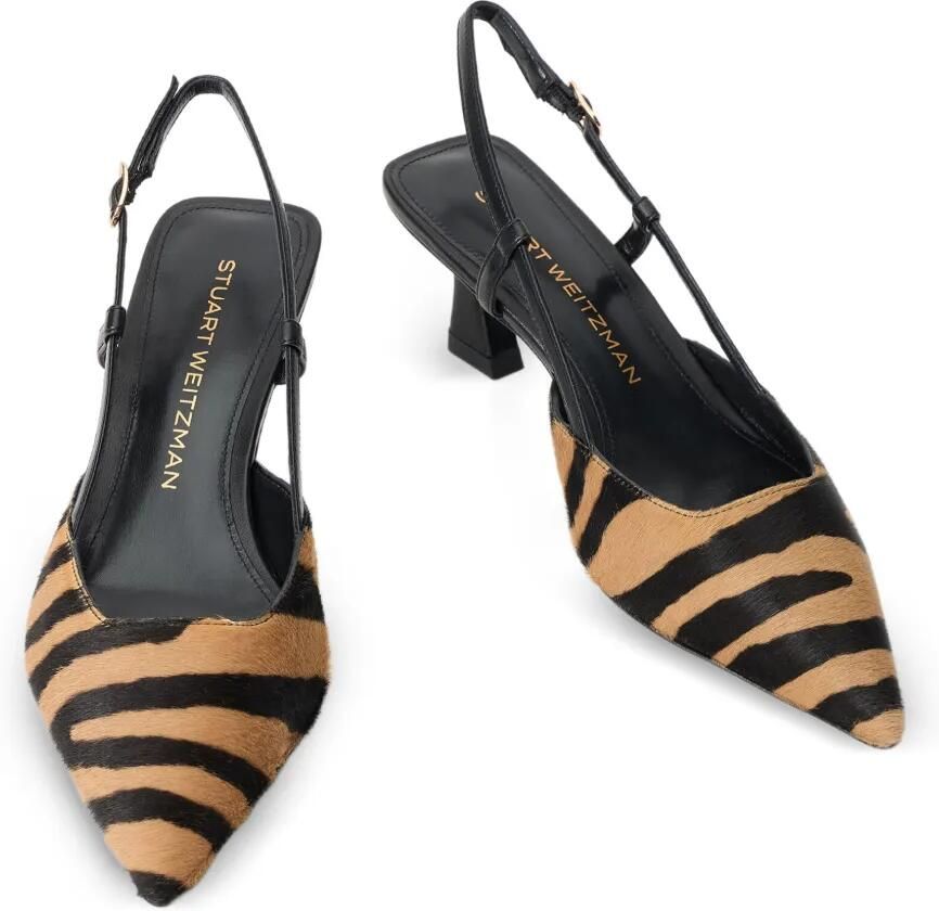 Stuart Weitzman Vinnie slingback pumps met zebraprint Bruin - Foto 2