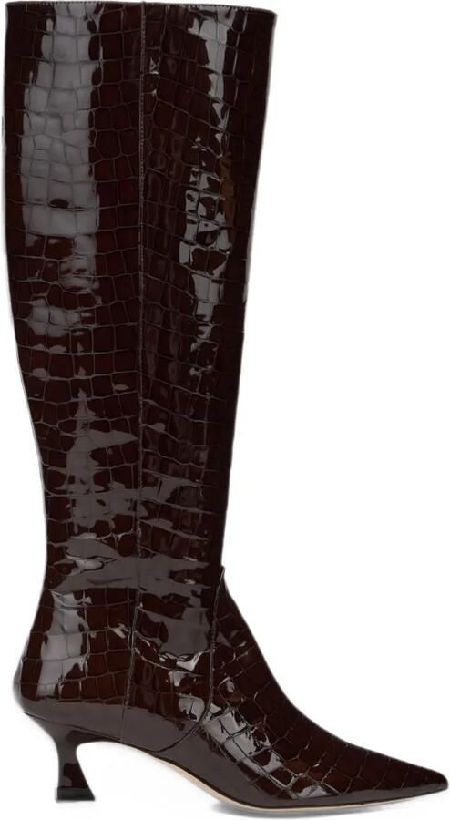 Stuart Weitzman Vinnie zip croc-effect leather boots Bruin