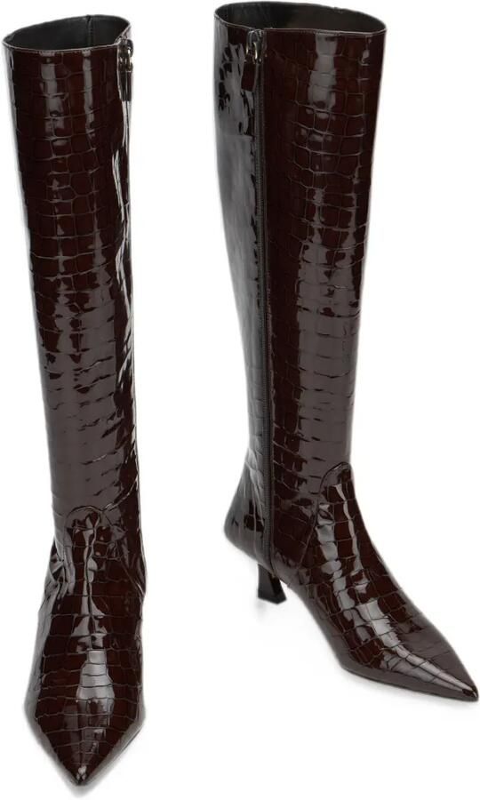 Stuart Weitzman Vinnie zip croc-effect leather boots Bruin - Foto 3