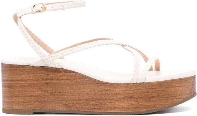 Stuart Weitzman Wovette wedge sandals Beige