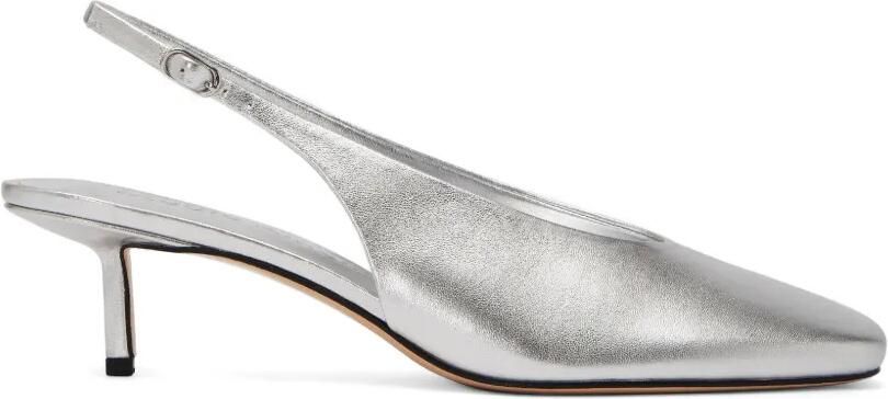 Studio Amelia Sierra 50mm slingback pumps met vierkante neus en hak Zilver
