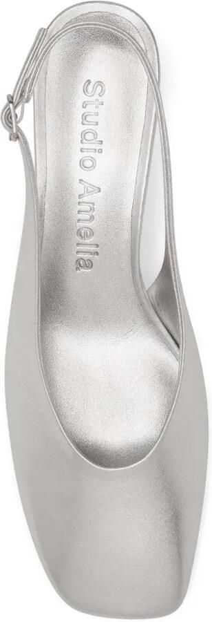 Studio Amelia Sierra 50mm slingback pumps met vierkante neus en hak Zilver - Foto 3