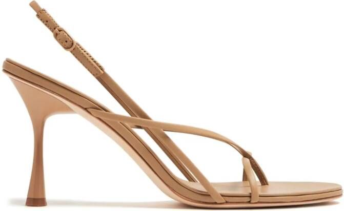 Studio Amelia Wishbone 75 mm leren sandalen Beige