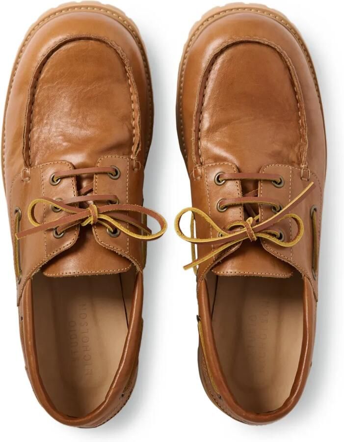Studio Nicholson Guston gerafelde leren bootschoenen Bruin - Foto 2
