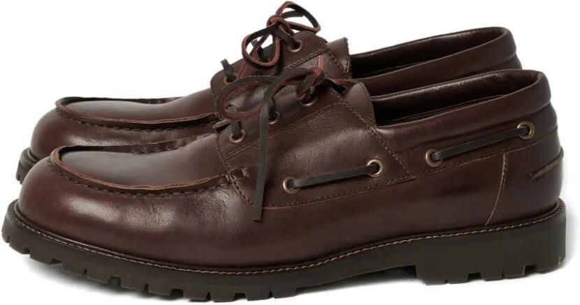 Studio Nicholson Guston gerafelde leren bootschoenen Bruin