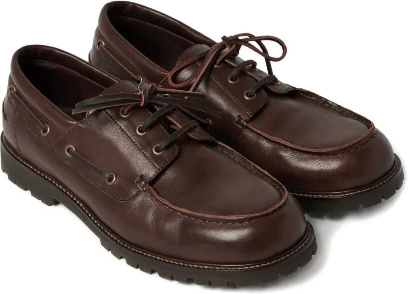 Studio Nicholson Guston gerafelde leren bootschoenen Bruin - Foto 3