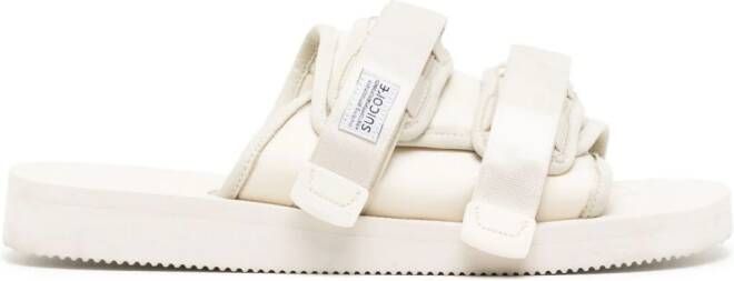 Suicoke Moto-Cab slippers met logopatch Beige