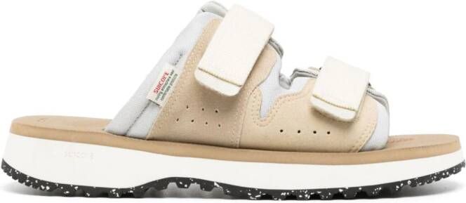 Suicoke Moto slippers met logopatch Beige