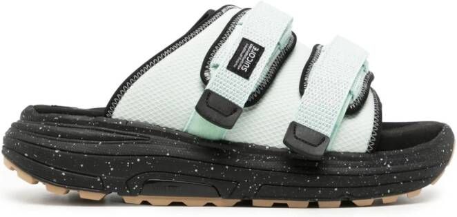 Suicoke Moto slippers met logopatch Blauw