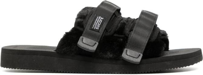 Suicoke Moto slippers met logopatch Zwart