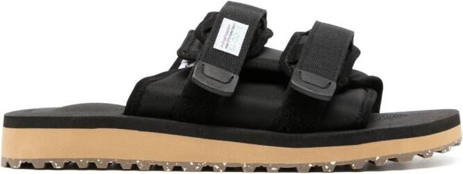 Suicoke Moto slippers met logopatch Zwart