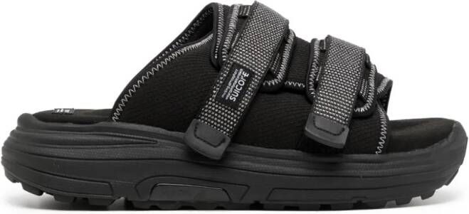 Suicoke Moto slippers met logopatch Zwart