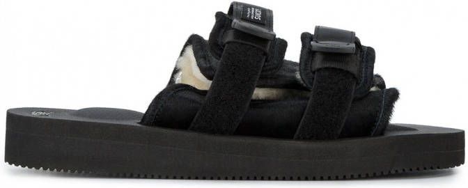 Suicoke Slippers met logo Zwart