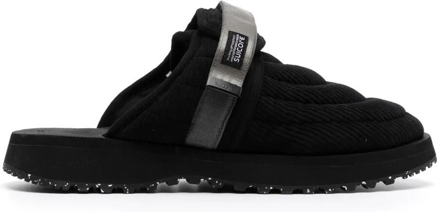 Suicoke Zavo ribfluwelen slippers met klittenband Zwart