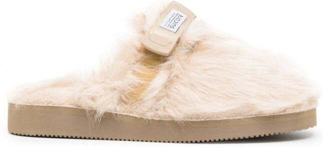 Suicoke Zavo-2eu slippers van imitatiebont Beige