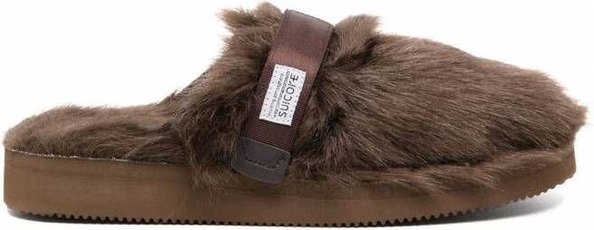 Suicoke Zavo slippers van imitatiebont Bruin