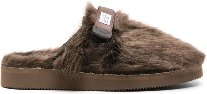 Suicoke Zavo slippers met imitatiebont Bruin