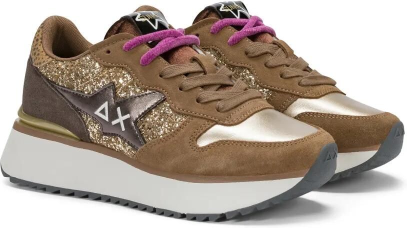 Sun68 Ally sneakers met glitter en vlakken Bruin - Foto 3