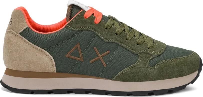 Sun68 Sneakers met suède vlakken en geborduurd logo Groen