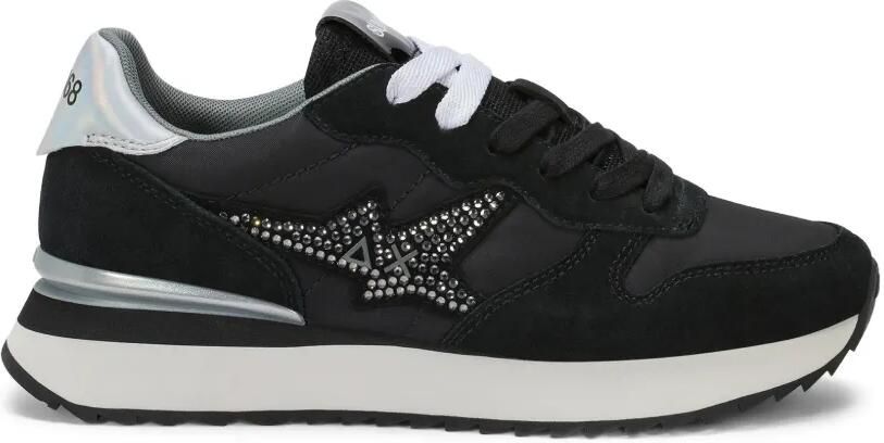Sun68 Stargirl leren sneakers verfraaid met kristallen Zwart